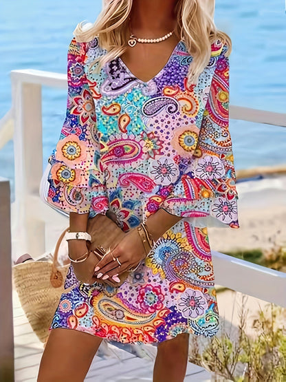 Fiona™ | Paisley Print Layered Dress