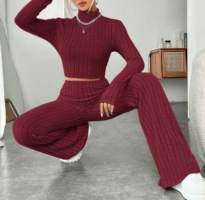 Pretyfy™ | Turtleneck & Wide-Leg Trousers Set