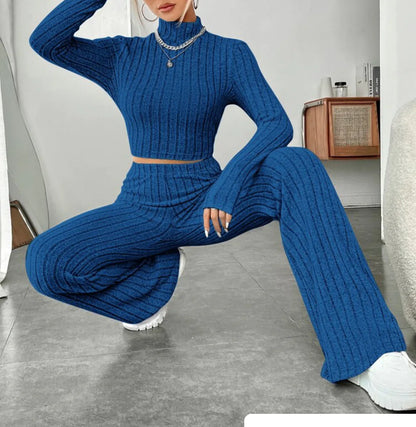 Pretyfy™ | Turtleneck & Wide-Leg Trousers Set