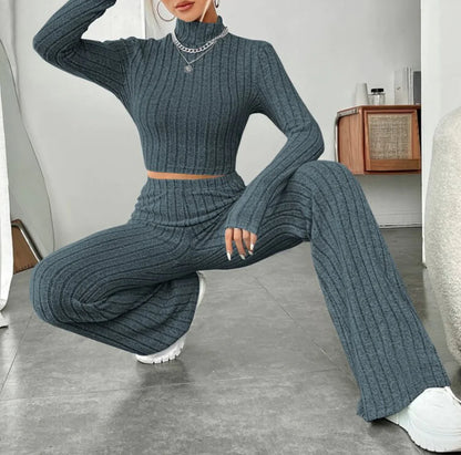 Pretyfy™ | Turtleneck & Wide-Leg Trousers Set