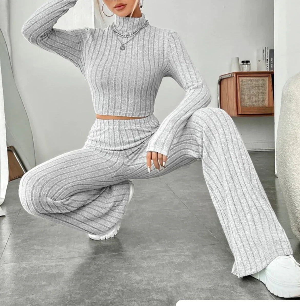 Pretyfy™ | Turtleneck & Wide-Leg Trousers Set