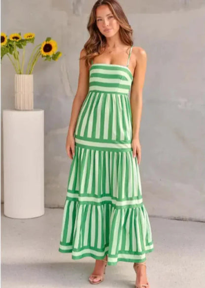 Hannah™ | Backless Striped Maxi Dress